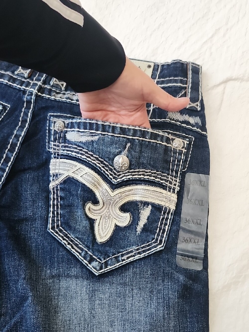 Rock Revival Earlin Bootcut Jeans Buckle Exclusive 36x38 XX-Long Heavy Stitch - Picture 12 of 16